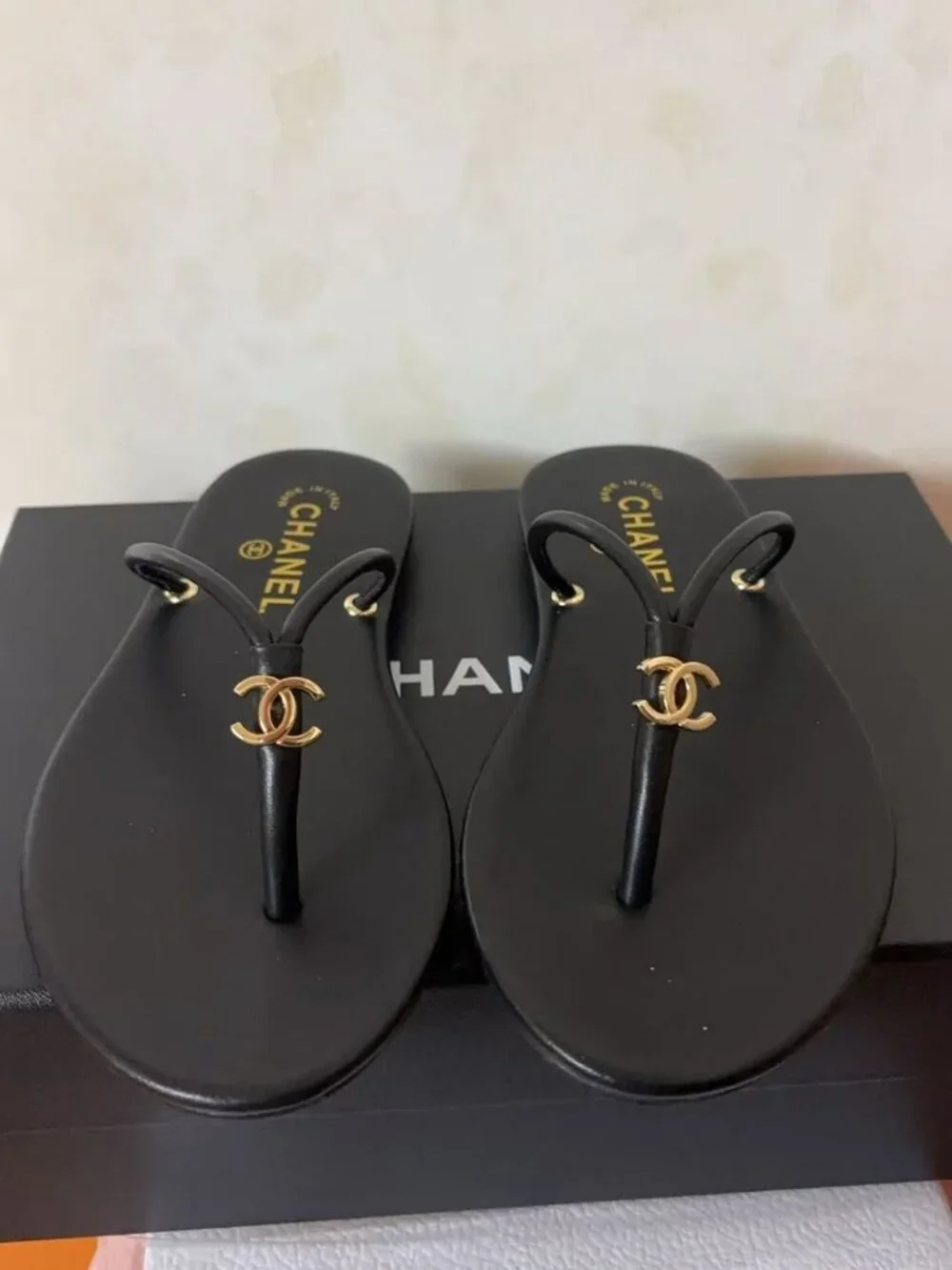 Chanel Flip Flops Thong Sandals Size 38 - With Original Box